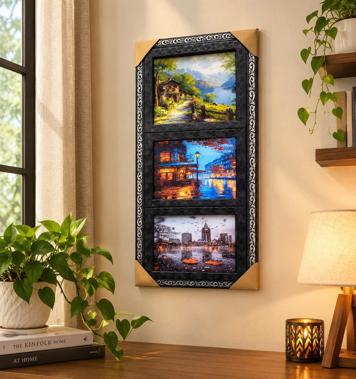 Elegant 3-Photo Decorative Wall Frame – Home & Office Decor
