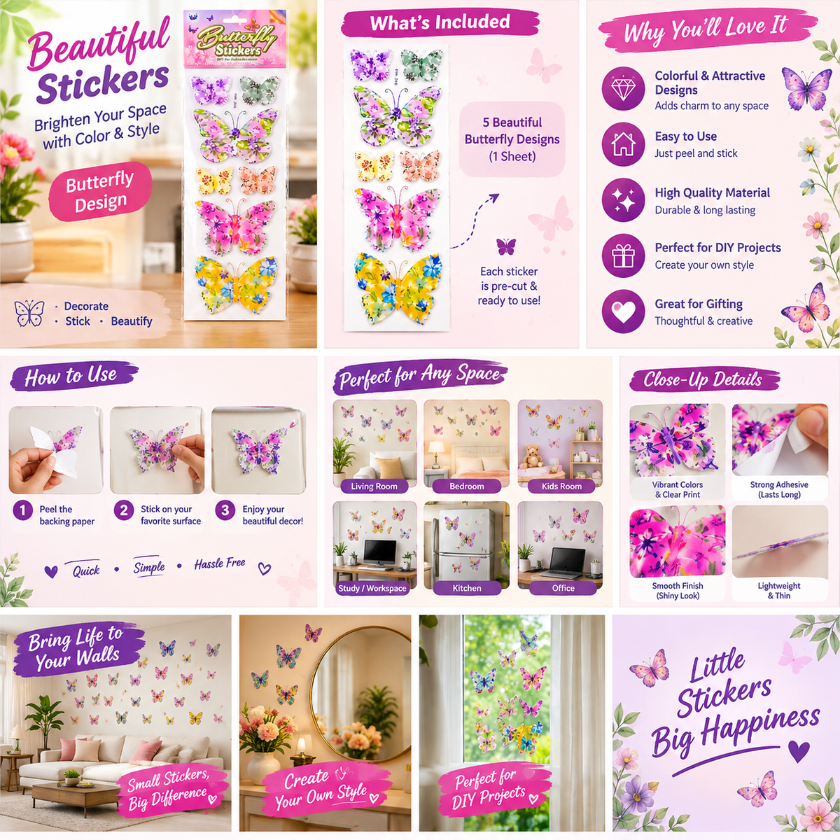 3D Butterfly Wall Stickers | Colorful Home Decor